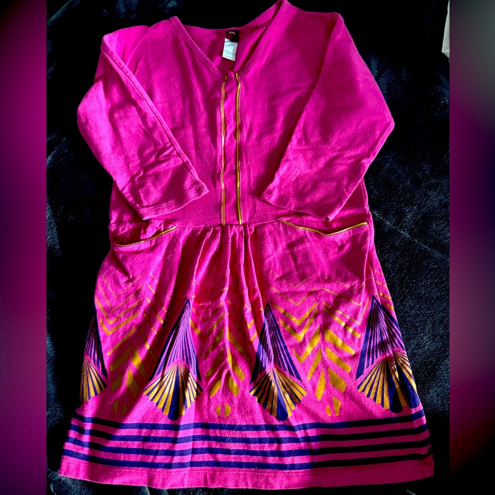 Tea Collection pink and gold dress 7
